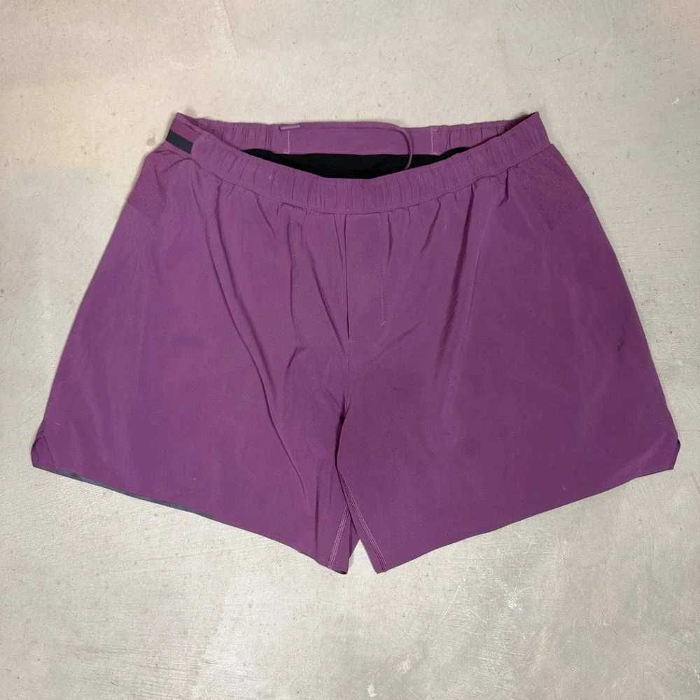 Lululemon Mens Surge Lined Short 6 Inch XXL Purple Plum Running Gym Workout